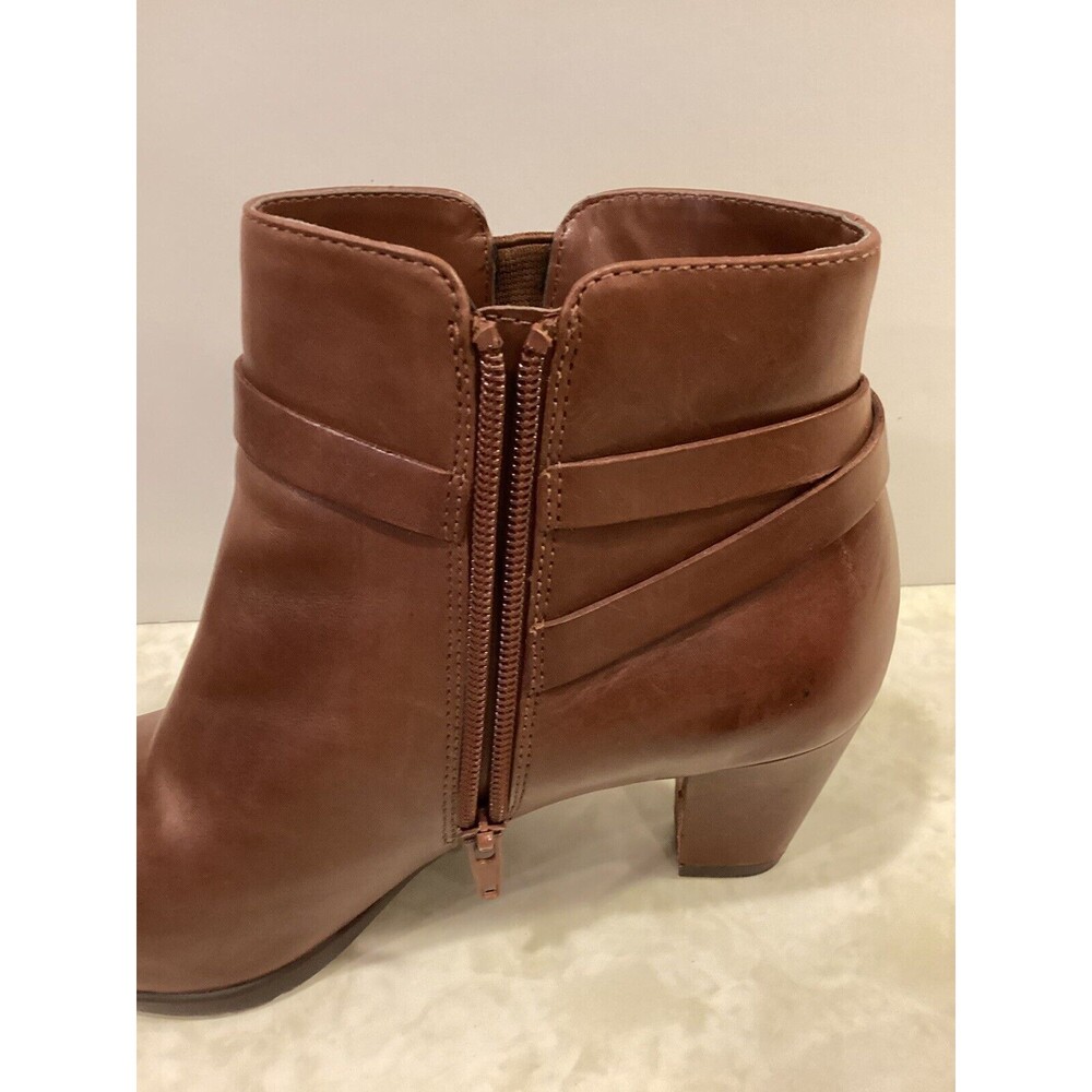 Anne Klein Chelsey Ankle Congac Brown Leather Boots 8.5M - Picture 7 of 15